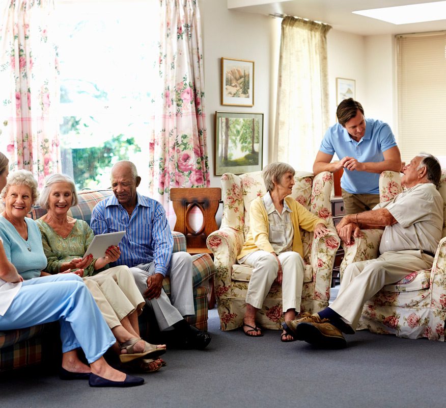Seniors-interacting-in-a-retirement-community