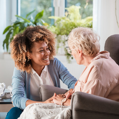 Female-nurse-speaking-to-elderly-woman-at-assisted-living-in-The-Valley Female-nurse-speaking-to-elderly-woman-at-assisted-living-in-The-Valley